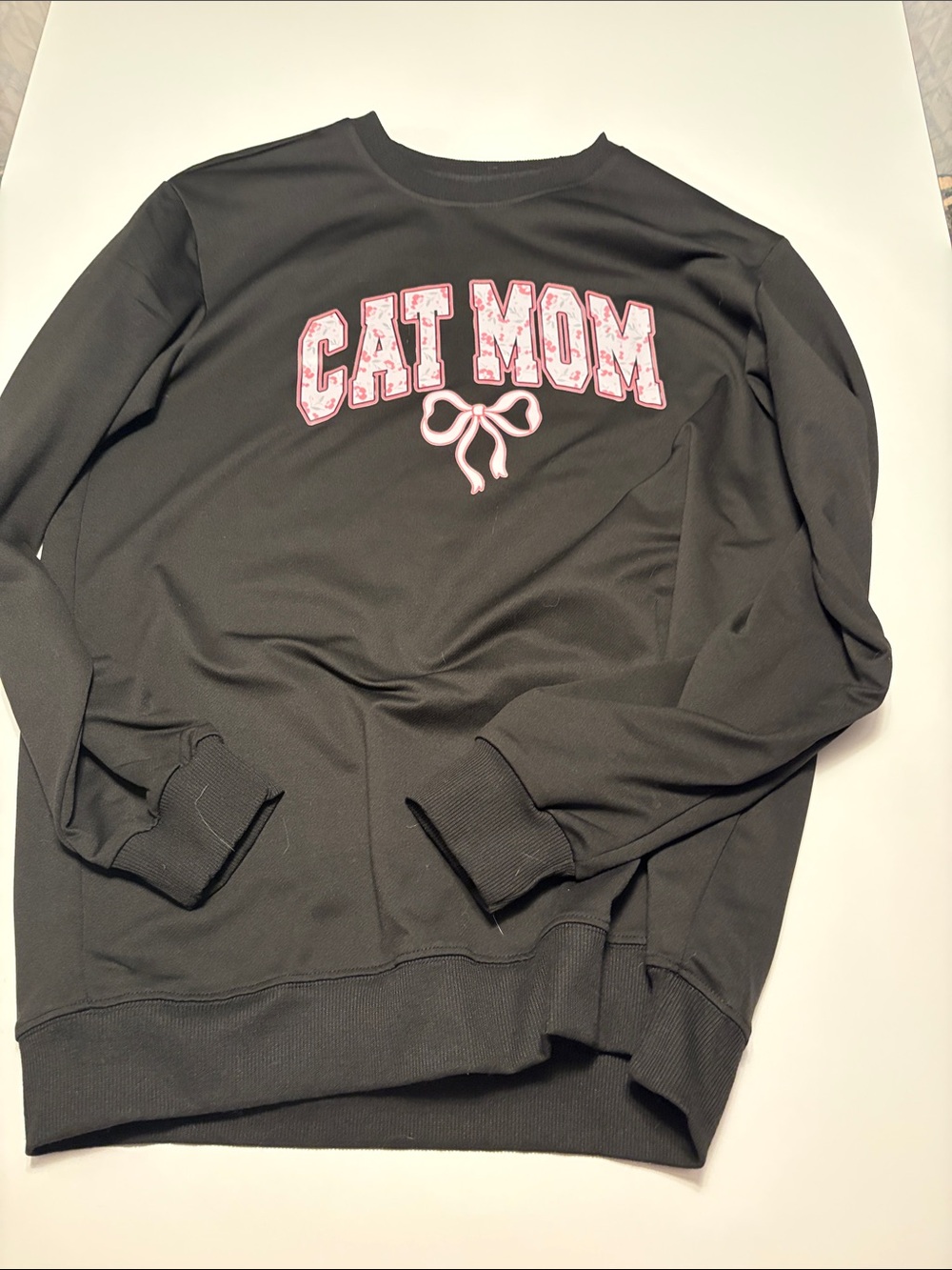 Black "Cat Mom" Sweatshirt with Pink Lettering